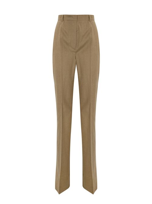 Pantalone Gong in flanella di lana gessata sabbia MAX MARA STUDIO | 2426136072600009